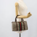 GUCCI GG Supreme Web Sherry Line Boston Bag PVC Beige 20 012 3841 Auth gh2240-22