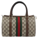 GUCCI GG Supreme Web Sherry Line Boston Bag PVC Beige 20 012 3841 Auth gh2240-3