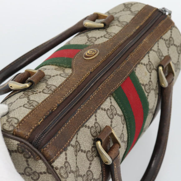 GUCCI GG Supreme Web Sherry Line Boston Bag PVC Beige 20 012 3841 Auth gh2240