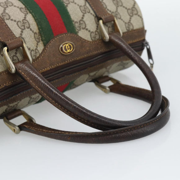 GUCCI GG Supreme Web Sherry Line Boston Bag PVC Beige 20 012 3841 Auth gh2240