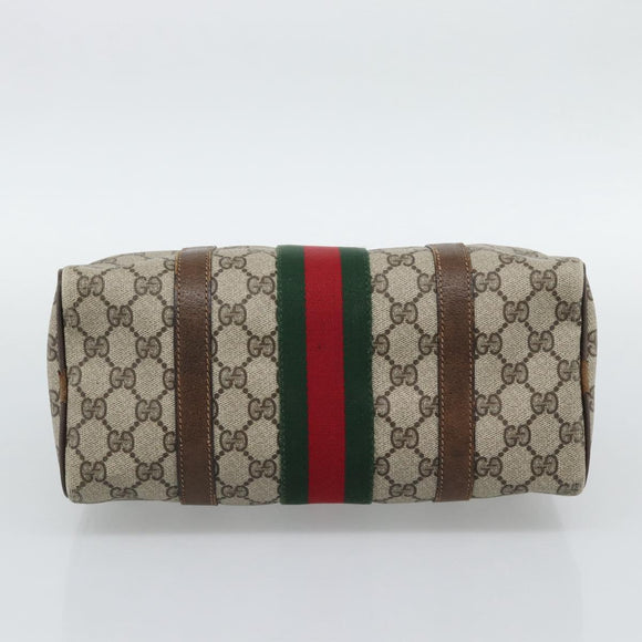GUCCI GG Supreme Web Sherry Line Boston Bag PVC Beige 20 012 3841 Auth gh2240