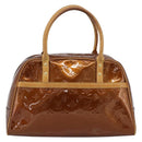 LOUIS VUITTON Monogram Vernis Tompkins Square Hand Bag Bronze M91103 Auth gh2241-13