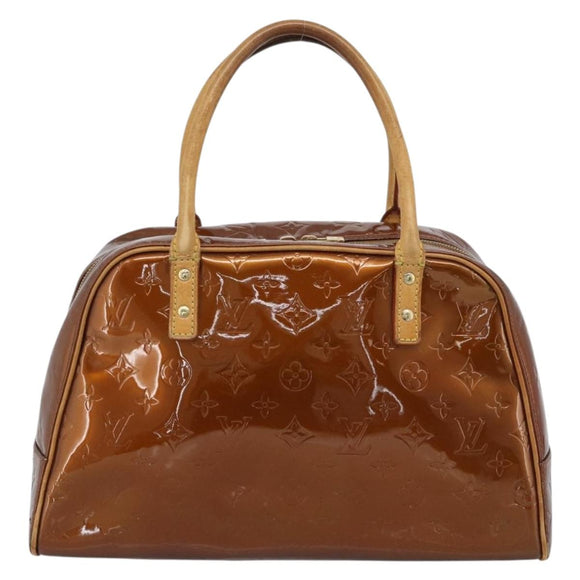 LOUIS VUITTON Monogram Vernis Tompkins Square Hand Bag Bronze M91103 Auth gh2241