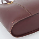CARTIER Must Line Tote Bag Leather Bordeaux Gold Tone Auth gh2242-11