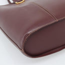 CARTIER Must Line Tote Bag Leather Bordeaux Gold Tone Auth gh2242-13