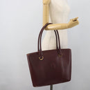 CARTIER Must Line Tote Bag Leather Bordeaux Gold Tone Auth gh2242-21