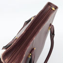 CARTIER Must Line Tote Bag Leather Bordeaux Gold Tone Auth gh2242-6