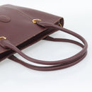 CARTIER Must Line Tote Bag Leather Bordeaux Gold Tone Auth gh2242-7