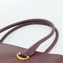 CARTIER Must Line Tote Bag Leather Bordeaux Gold Tone Auth gh2242-8