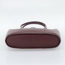 CARTIER Must Line Tote Bag Leather Bordeaux Gold Tone Auth gh2242-9