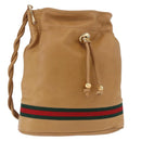 GUCCI Web Sherry Line Shoulder Bag Leather Brown Gold 001 056 0171 Auth gh2243A-1
