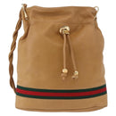 GUCCI Web Sherry Line Shoulder Bag Leather Brown Gold 001 056 0171 Auth gh2243A-2
