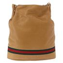 GUCCI Web Sherry Line Shoulder Bag Leather Brown Gold 001 056 0171 Auth gh2243A-3