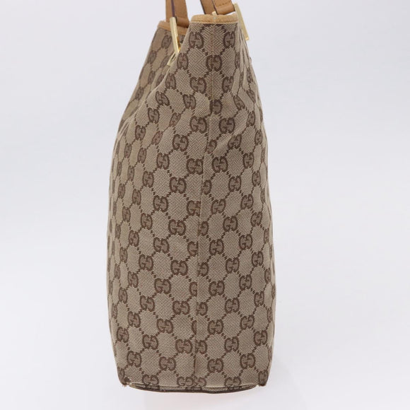 GUCCI GG Canvas Tote Bag Beige Gold Tone 002 1098 Auth gh2244