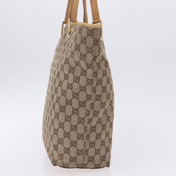 GUCCI GG Canvas Tote Bag Beige Gold Tone 002 1098 Auth gh2244