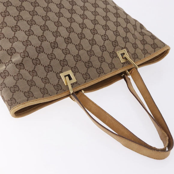 GUCCI GG Canvas Tote Bag Beige Gold Tone 002 1098 Auth gh2244