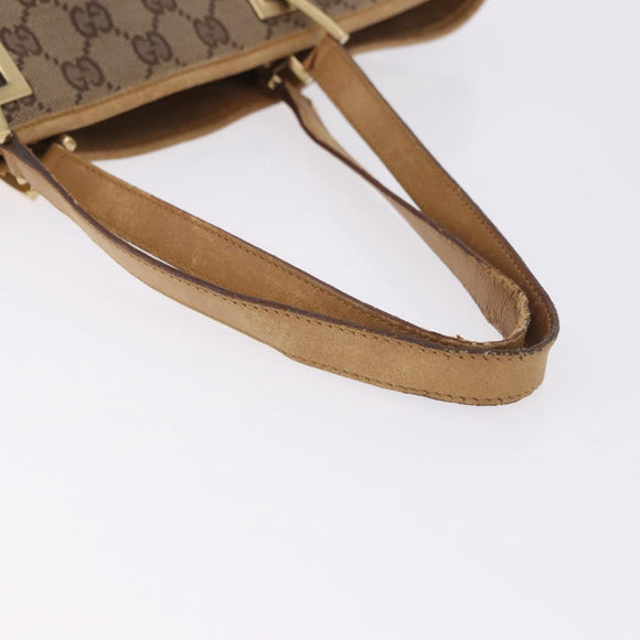 GUCCI GG Canvas Tote Bag Beige Gold Tone 002 1098 Auth gh2244