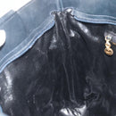 Salvatore Ferragamo Shoulder Bag Canvas Navy Gold Tone Auth gh2246-19