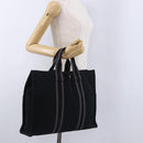 HERMES Fourre Tout MM Hand Bag Canvas Black Silver Auth gh2247A-21