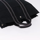 HERMES Fourre Tout MM Hand Bag Canvas Black Silver Auth gh2247A-6