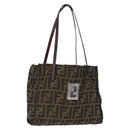 FENDI Zucca Canvas Tote Bag Black Brown Auth gh2249-1