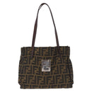 FENDI Zucca Canvas Tote Bag Black Brown Auth gh2249-13