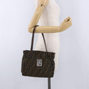 FENDI Zucca Canvas Tote Bag Black Brown Auth gh2249-21