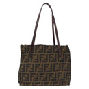 FENDI Zucca Canvas Tote Bag Black Brown Auth gh2249-2
