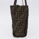 FENDI Zucca Canvas Tote Bag Black Brown Auth gh2249-3