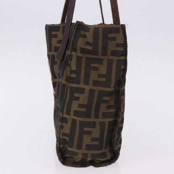 FENDI Zucca Canvas Tote Bag Black Brown Auth gh2249