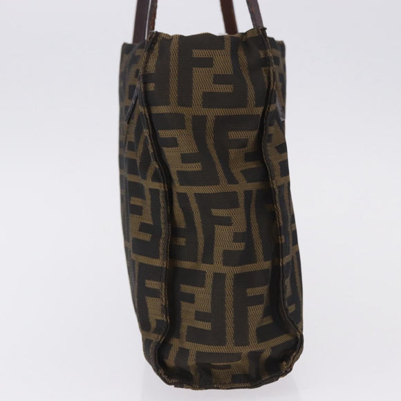 FENDI Zucca Canvas Tote Bag Black Brown Auth gh2249