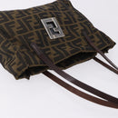 FENDI Zucca Canvas Tote Bag Black Brown Auth gh2249-6