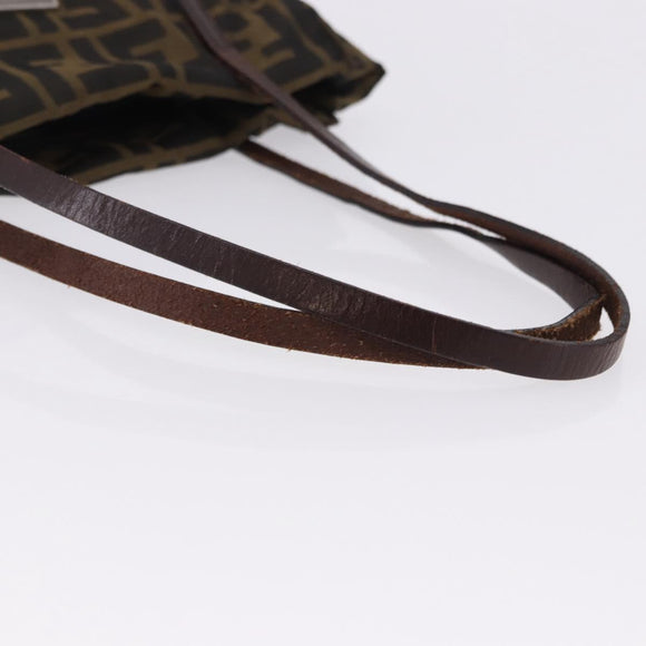 FENDI Zucca Canvas Tote Bag Black Brown Auth gh2249