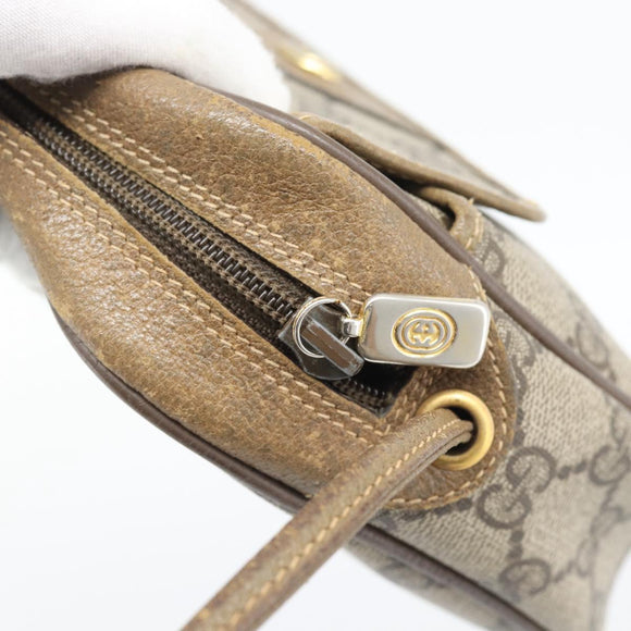 GUCCI GG Supreme Shoulder Bag PVC Leather Beige Gold Tone 56 02 600 Auth gh2251