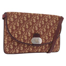 Christian Dior Trotter Canvas Shoulder Bag Red Gold Tone Auth gh2252-1
