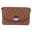 Christian Dior Trotter Canvas Shoulder Bag Red Gold Tone Auth gh2252-2