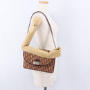 Christian Dior Trotter Canvas Shoulder Bag Red Gold Tone Auth gh2252-24