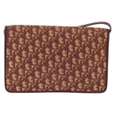 Christian Dior Trotter Canvas Shoulder Bag Red Gold Tone Auth gh2252-3