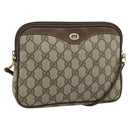 GUCCI GG Supreme Shoulder Bag PVC Leather Beige Gold Tone 97 02 068 Auth gh2253-1