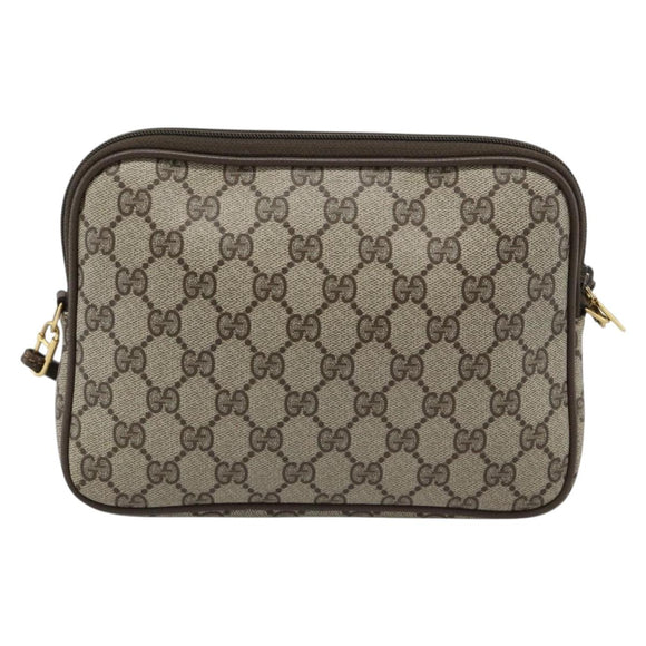 GUCCI GG Supreme Shoulder Bag PVC Leather Beige Gold Tone 97 02 068 Auth gh2253