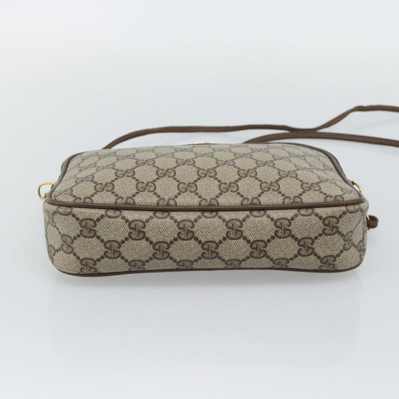GUCCI GG Supreme Shoulder Bag PVC Leather Beige Gold Tone 97 02 068 Auth gh2253