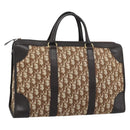 Christian Dior Trotter Canvas Boston Bag Beige Gold Tone Auth gh2254-1