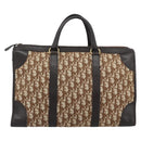 Christian Dior Trotter Canvas Boston Bag Beige Gold Tone Auth gh2254-2