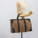Christian Dior Trotter Canvas Boston Bag Beige Gold Tone Auth gh2254-21