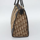Christian Dior Trotter Canvas Boston Bag Beige Gold Tone Auth gh2254-5