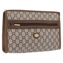 GUCCI GUCCI Plus Clutch Bag PVC Leather Beige Gold Tone Auth gh2255-1