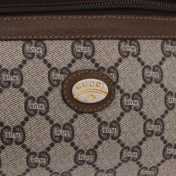 GUCCI GUCCI Plus Clutch Bag PVC Leather Beige Gold Tone Auth gh2255