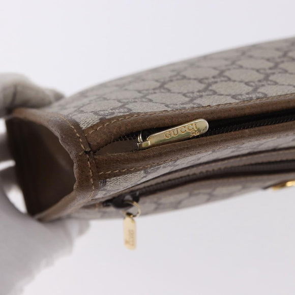 GUCCI GUCCI Plus Clutch Bag PVC Leather Beige Gold Tone Auth gh2255