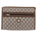 GUCCI GUCCI Plus Clutch Bag PVC Leather Beige Gold Tone Auth gh2255-2