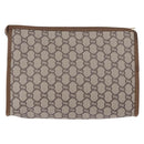 GUCCI GUCCI Plus Clutch Bag PVC Leather Beige Gold Tone Auth gh2255-3